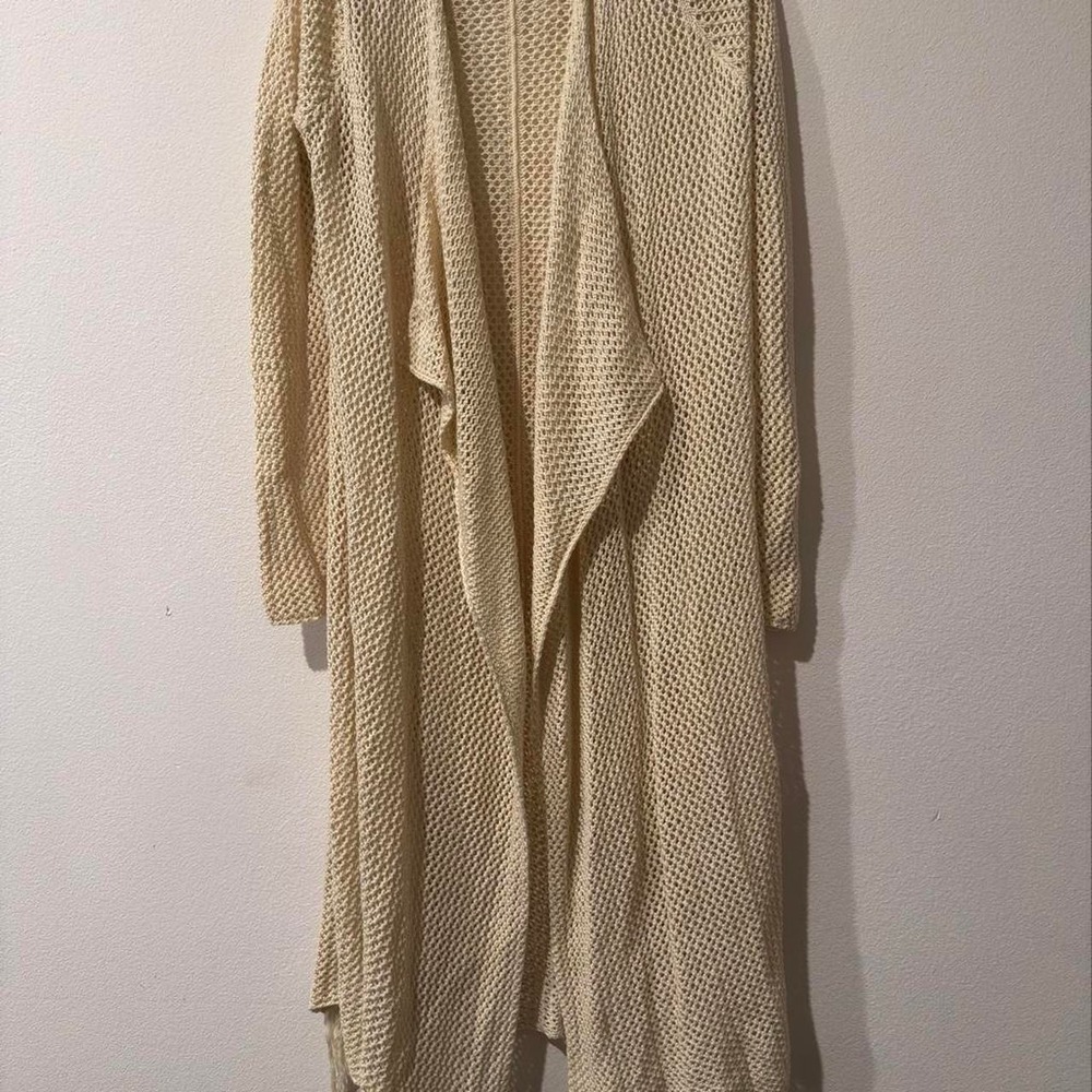 Rip curl swim coverup/duster cream crochet maxi dress with tassels Size S